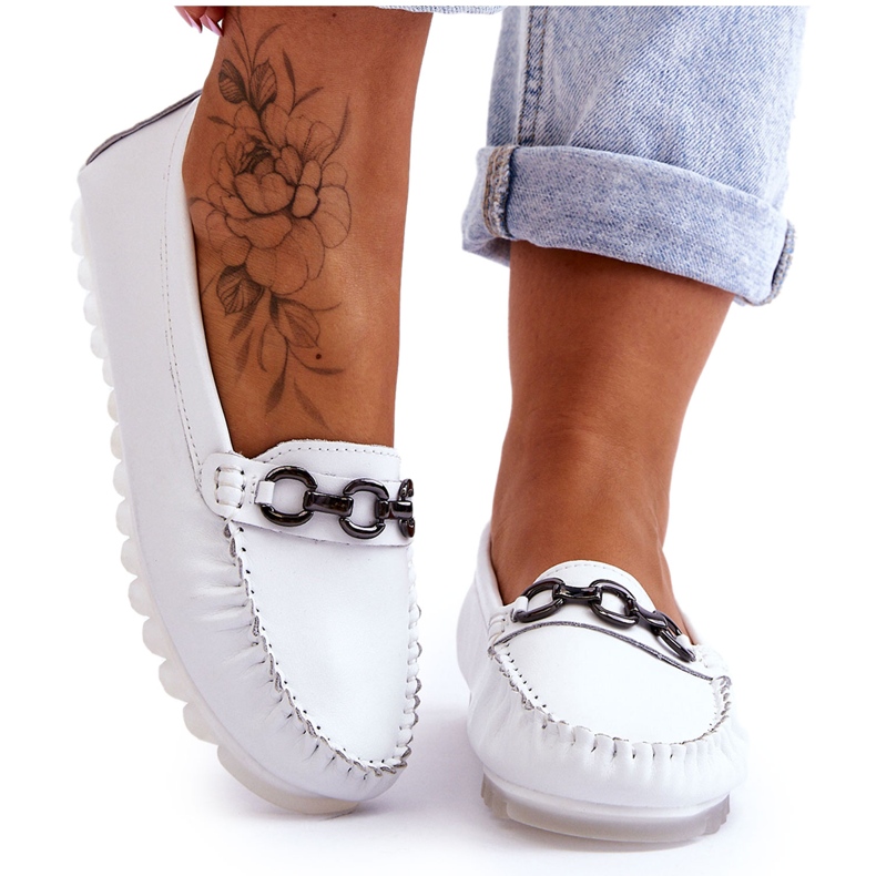 Vinceza Dam bekväma läder loafers Vit Miguel