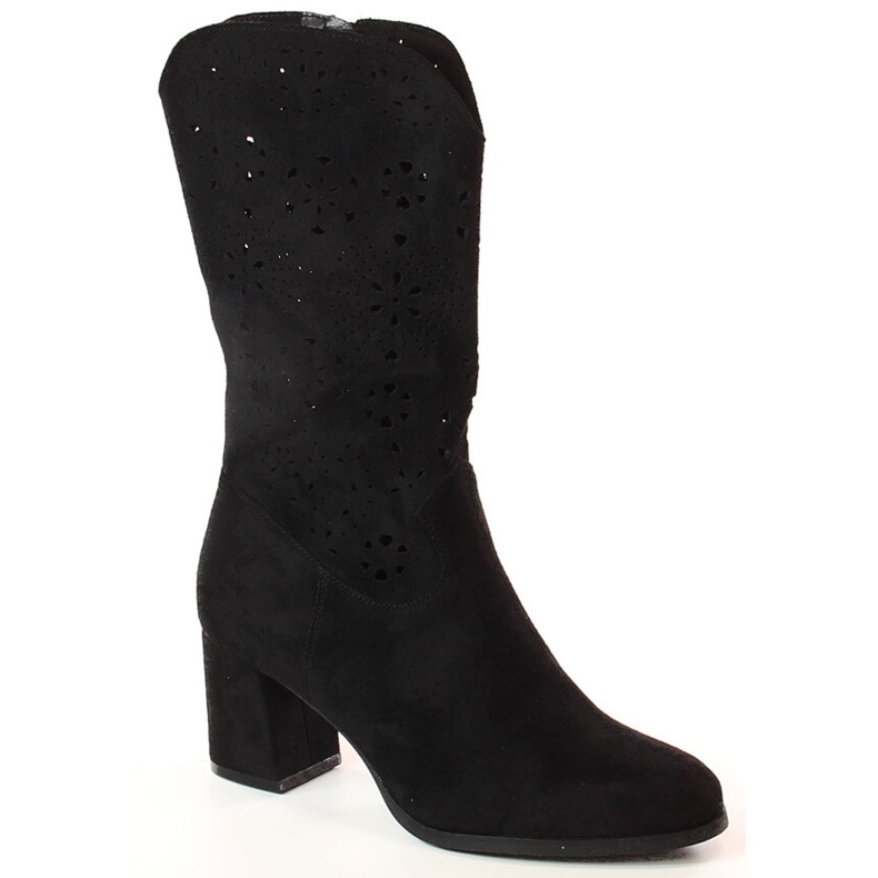 M. DASZYŃSKI Svarta cowboystövlar för damer M.Daszyński SA156-11