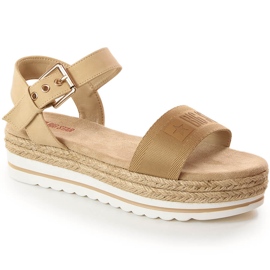 Espadrillesandaler för kvinnor på plattformen beige Big Star LL274872