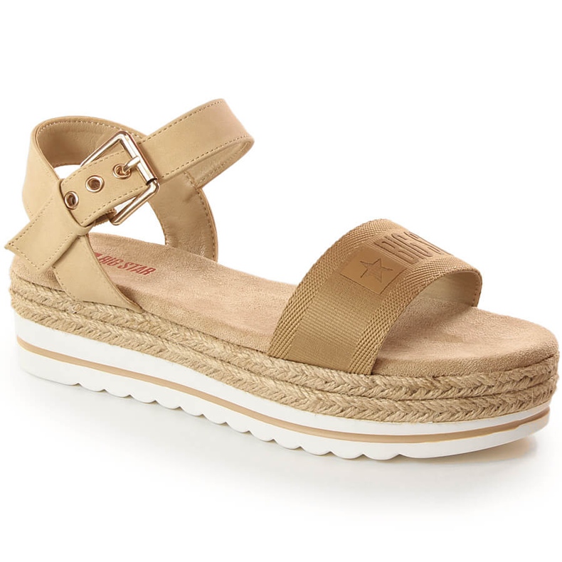 Espadrillesandaler för kvinnor på plattformen beige Big Star LL274872