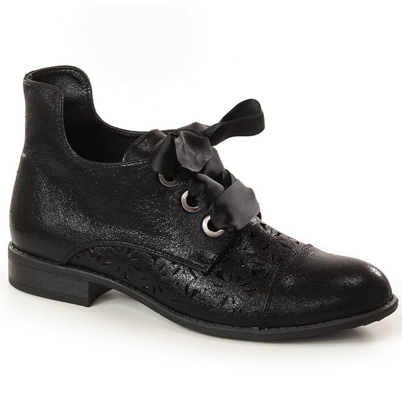 Genombrutna platta svarta stövlar för kvinnor Jezzi ASA142-6A