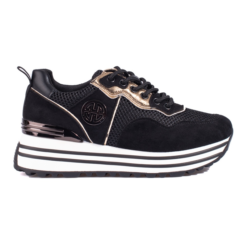 W. Potocki Damsneakers Potocki svarta med snörning