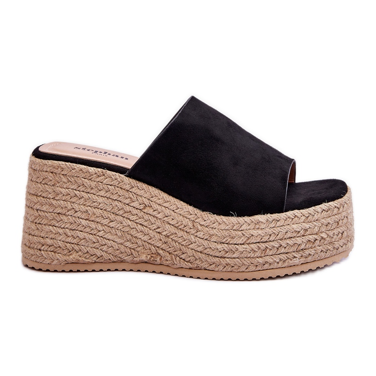 FS1 Damtofflor med kil och plattform Svart Ysabel