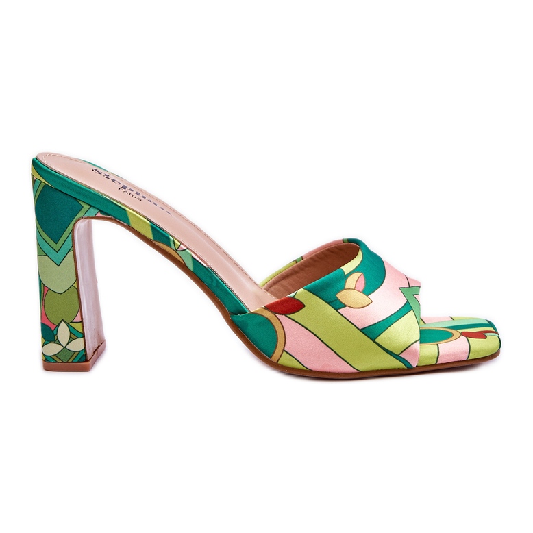 Mönstrade klacktofflor för kvinnor Grön Adelise mångfärgad