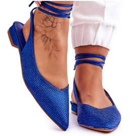 Bundna Blå Mavis Ballerinas Med Strass