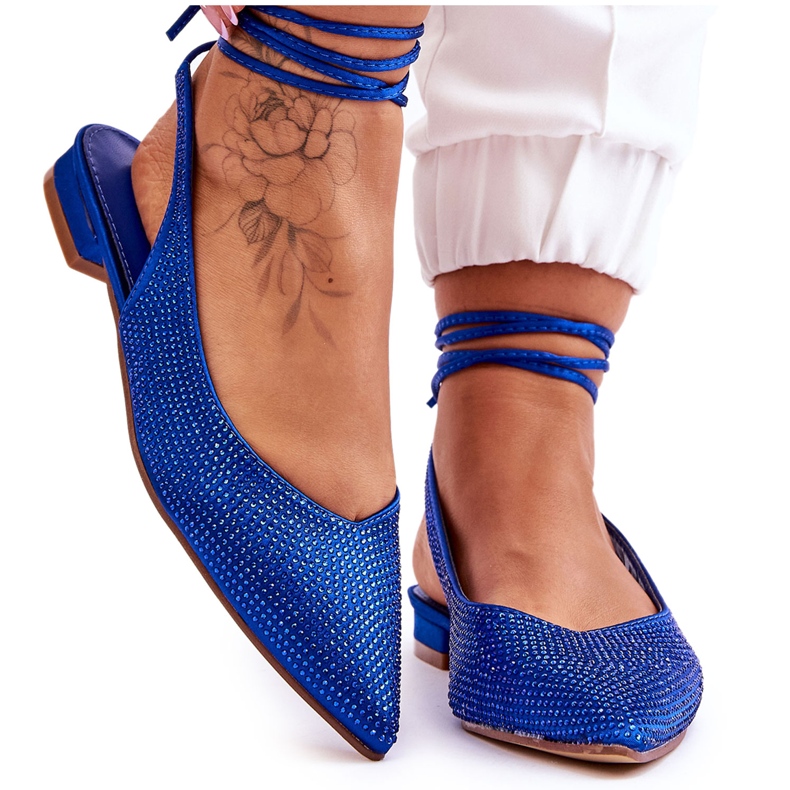 Bundna Blå Mavis Ballerinas Med Strass