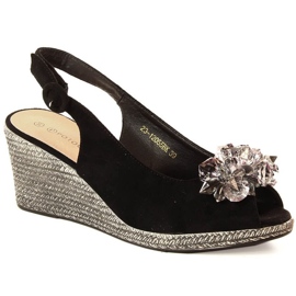 Kilsandaler i mocka med kristaller Potocki W WOL137A svart