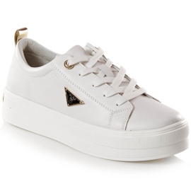 Kvinnors läderskor på plattformen vita Filippo DP3533/23