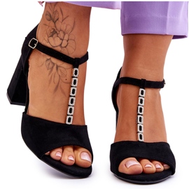 Vinceza Svarta Aniya Mocka sandaler med hög klack med Cubic Zirconia