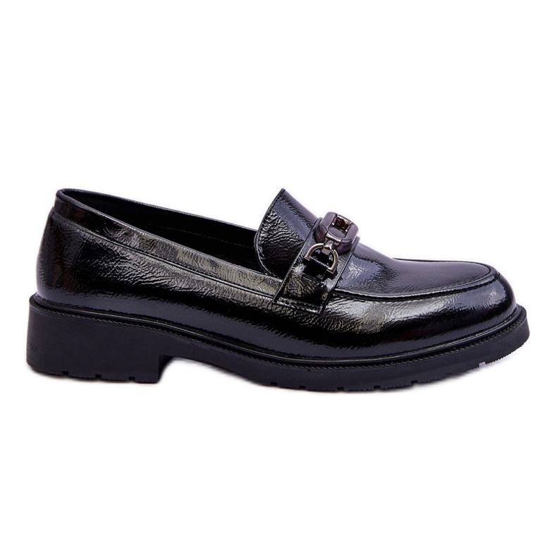 S.Barski Lackade Mockasin Loafers Med Svart Maura-dekoration