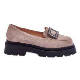 FILIPCZYK Bekväma beige mocka loafers Agathe