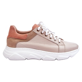 FILIPCZYK Bekväma Läder Platform Sneakers Beige Alisane