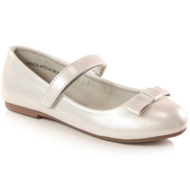 Girls' First Communion ballerinas med kardborre i silver eVento 4772 silver-