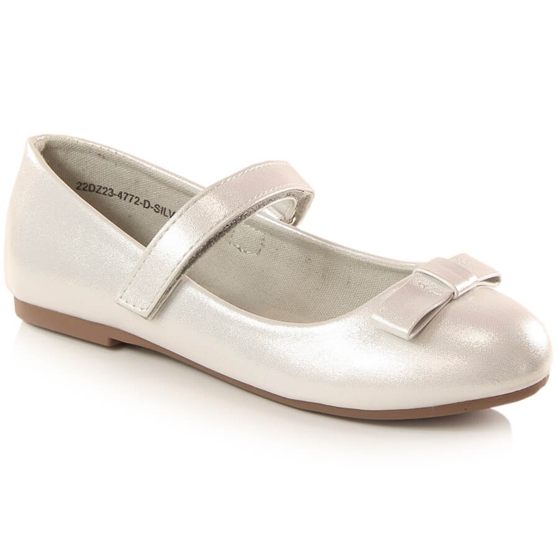 Girls' First Communion ballerinas med kardborre i silver eVento 4772 silver-