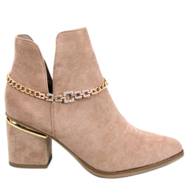 BM Virginia Khaki stövlar med vårklack beige