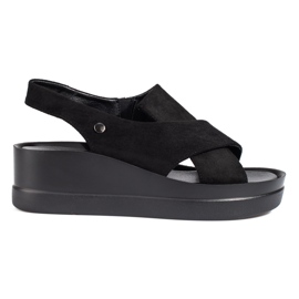 Shelovet svarta sandaler för kvinnor