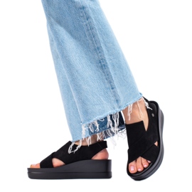 Shelovet svarta sandaler för kvinnor