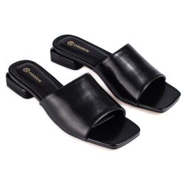Klassiska, svarta Shelovet-sandaler med klack för kvinnor
