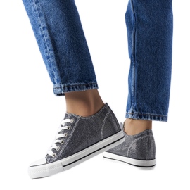 Svarta wedge sneakers i brokad från Kreta