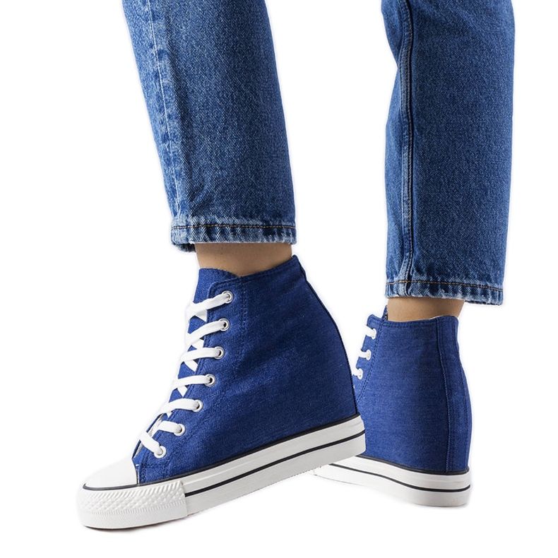 Denim wedge sneakers blå