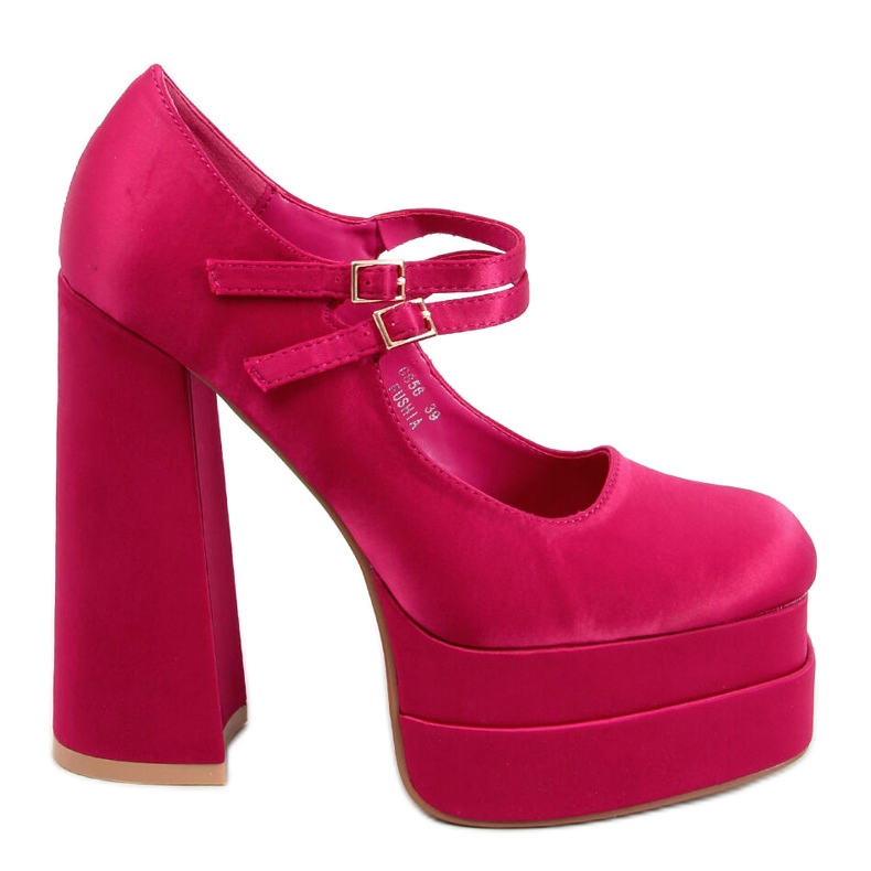 BM Prandi Fuchsia plattformspumpar i satin rosa