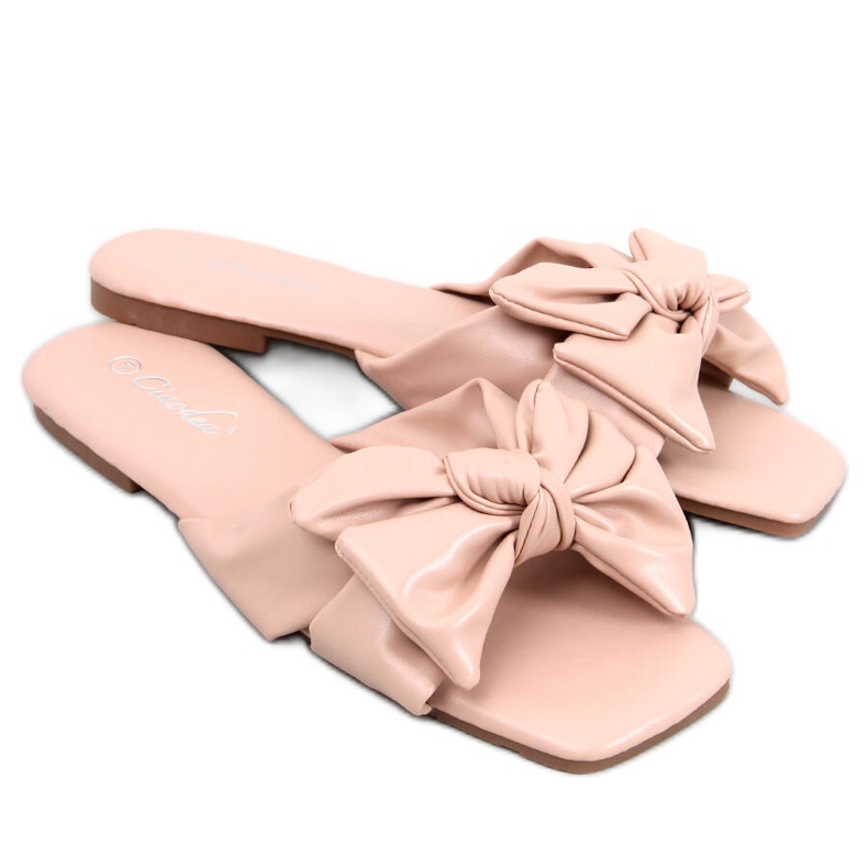 Minnen Nude Bow Slides rosa