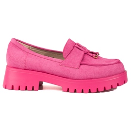 Shelovet plattformsloafers i rosa mocka