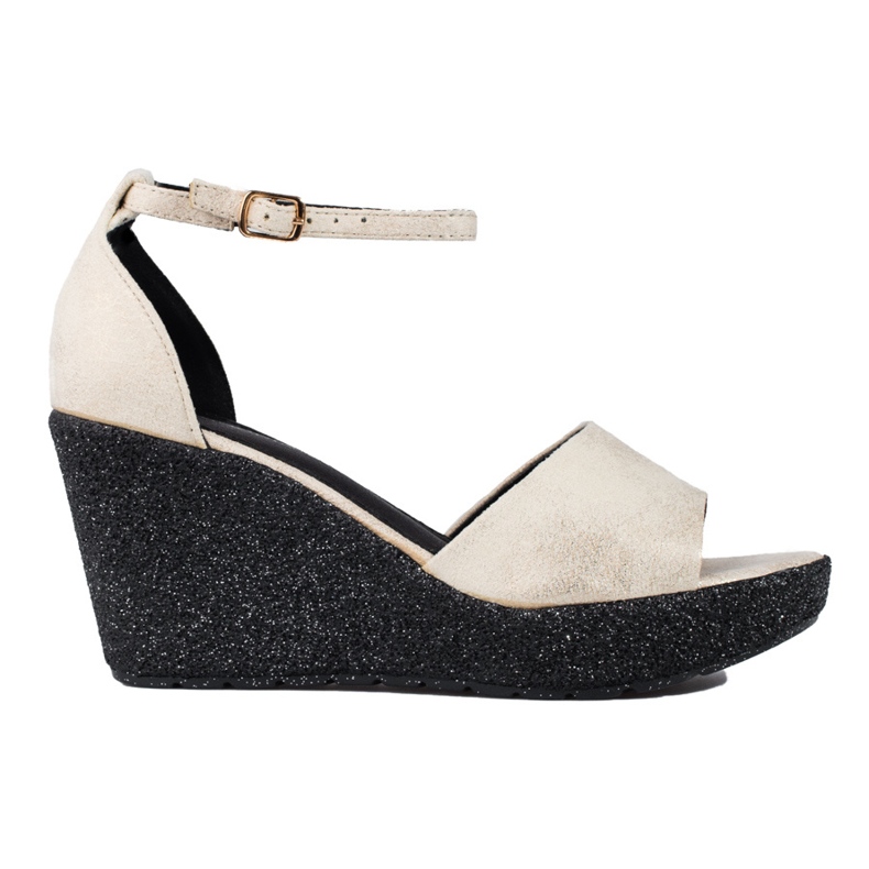 Shelovet beige sandaler med hög kil för kvinnor