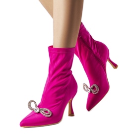 PA1 Rosa stövlar dekorerade med en Mars rosett i zirkon