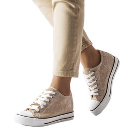 Kreta guld glitter wedge sneakers gyllene
