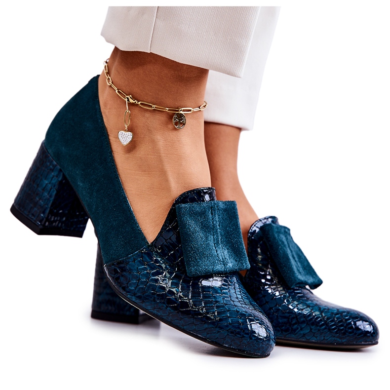 PA2 Diana Green Mocka Snakeskin Pumps grön