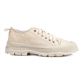 Klassiska damsneakers på Shelovet-plattformen beige