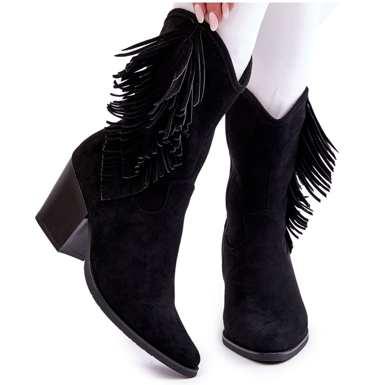 S.Barski Låga Cowboystövlar i mocka för kvinnor Svart Elyse