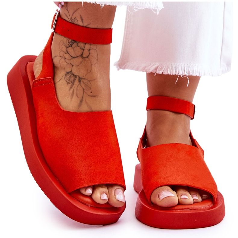 FG2 Bekväma damsandaler mörkorange Rubie