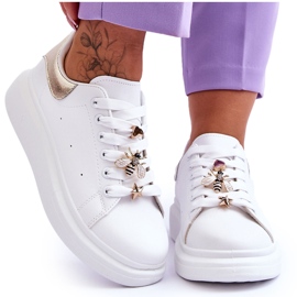 FG2 Damsportskor på en massiv plattform Vit och guld Chante