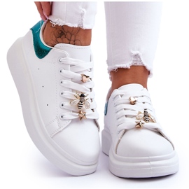 FG2 Damsportskor på en massiv plattform Vit och grön Chante