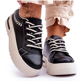 FG2 Bekväma damsportskor på plattformen Svart och beige Devan