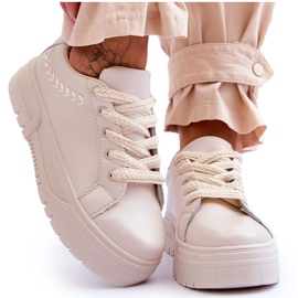 FG2 Bekväma sportskor för damplattform Beige Devan