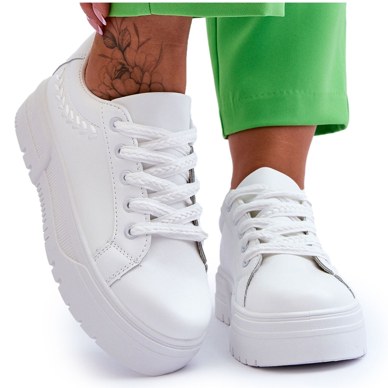 FG2 Bekväma sportskor för damplattform Vita Devan