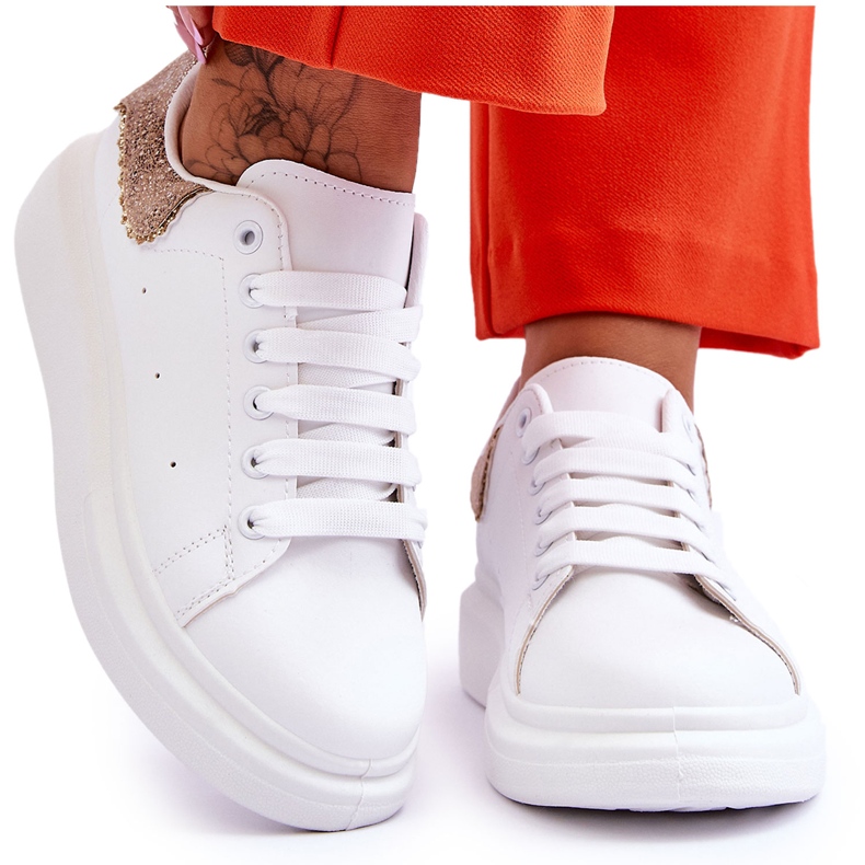 Damsportskor med dekorativt mönster Vitguld Delight