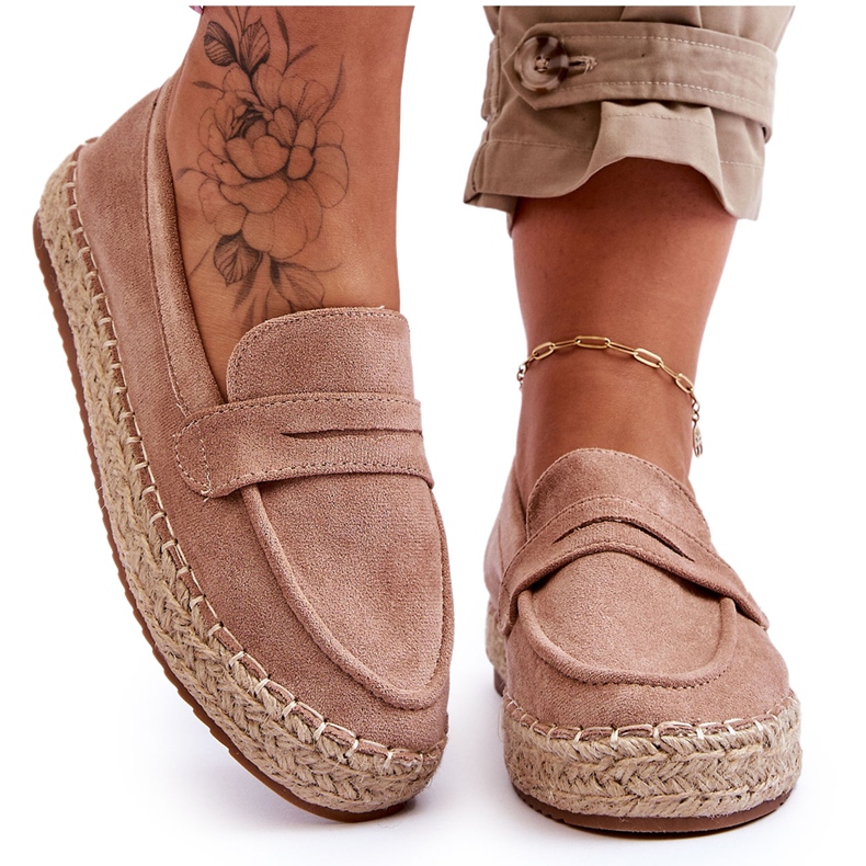 FI1 Espadrilles i mocka dam Beige Keyla