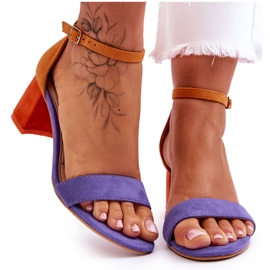 FB1 Lila och gula Quincy mocka sandaler med låg klack violett