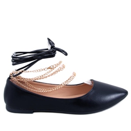 PA1 Junri Black Chain Ballerinas svart