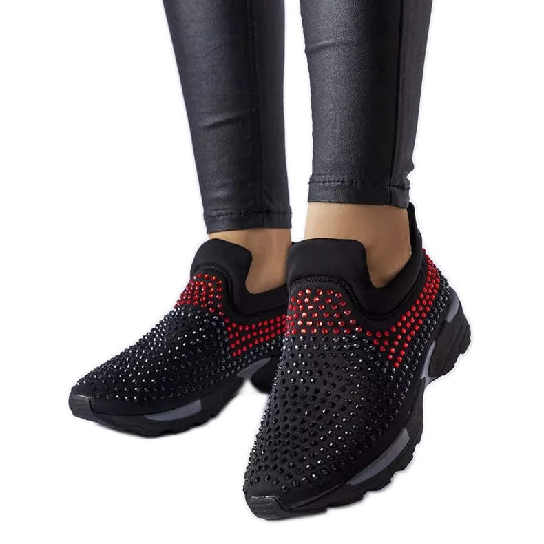 PA1 Svarta sneakers dekorerade med Berger-rhinestones