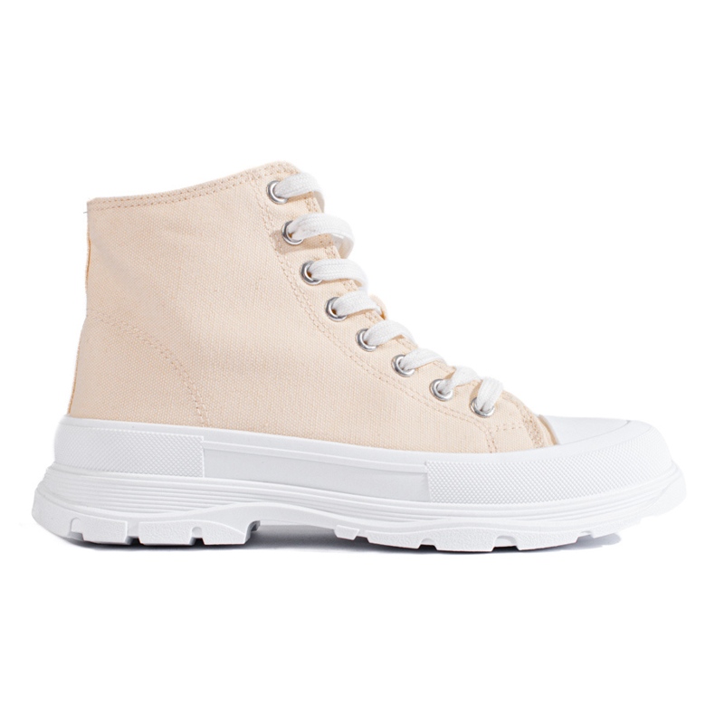 Shelovet högtoppade textilsneakers för kvinnor beige