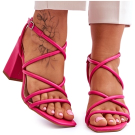 FJ1 Klassiska högklackade sandaler Fuchsia Lucetta rosa