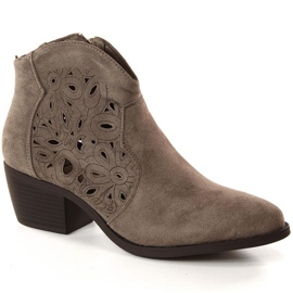 Genombrutna cowboystövlar i mocka Jezzi W JEZ387A beige