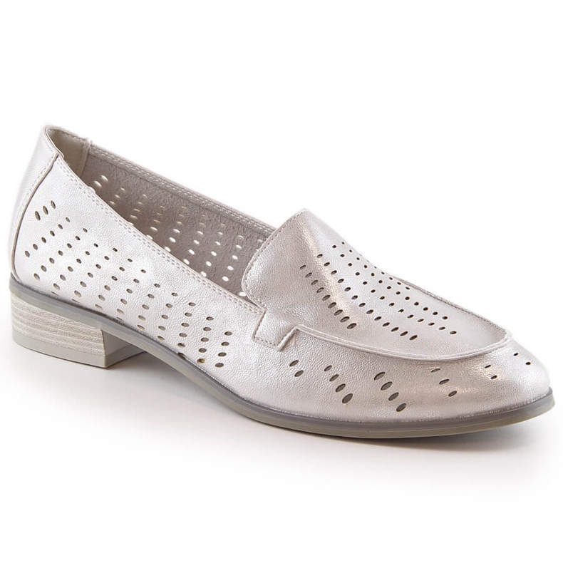 Genombrutna silverglänsande skor för kvinnor Potocki SZ12075 silver-