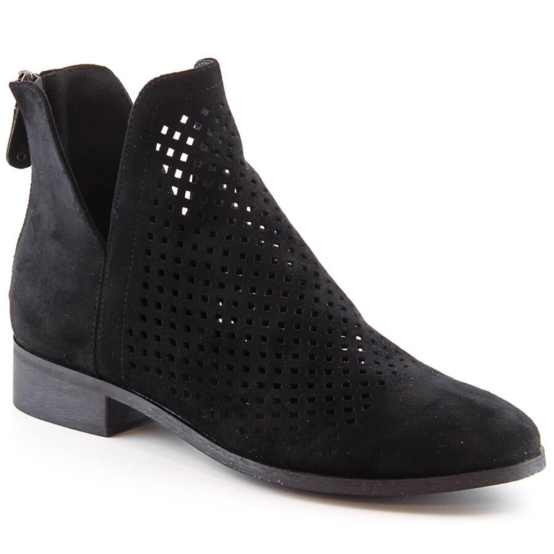 Genombrutna stövlar i svart mocka för kvinnor Potocki SZ12107