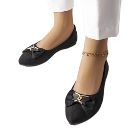 Jetté svarta spetsiga ballerinor